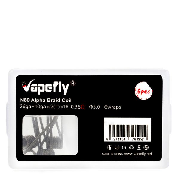 6x Vapefly Prebuild Ni80 Alpha Braid Coil 0.35 Ohm
