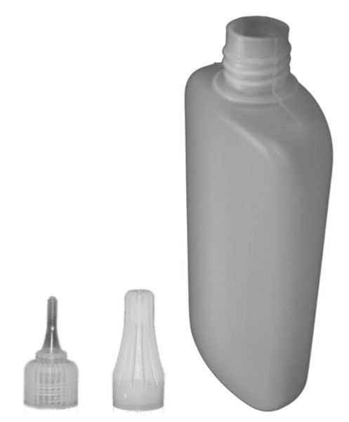 100 ml Leerflasche oval mit Deckel und Spitze transparent