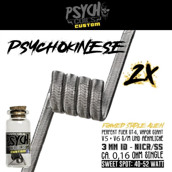 2x Psycho Coils Handmade Psychokinese Framed Staple Alien 0,16 Ohm